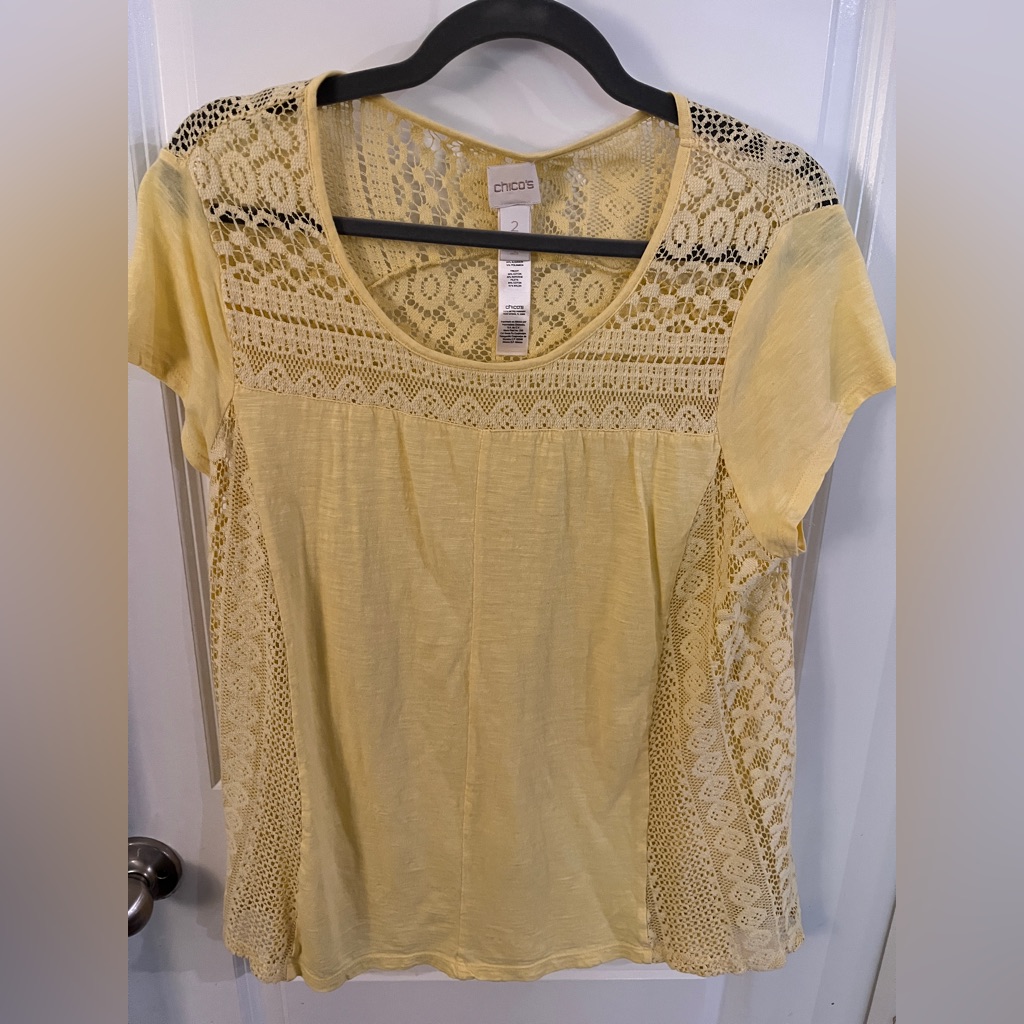 Chico's Yellow Lace Relaxed Blouse